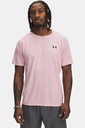 Under Armour Tech™ Textured-shirt voor heren met korte mouwen Prime Roze / Zwart 3XL