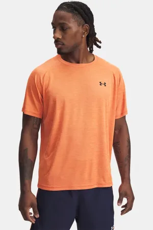 Under Armour Tech™ Textured-shirt voor heren met korte mouwen Solar Oranje / Dark Oranje / Wit L