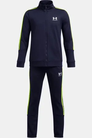 Under Armour Jongenstrainingspak Icon Knit Midnight Marineblauw / High Vis Geel / Wit YLG (149 - 160 cm)
