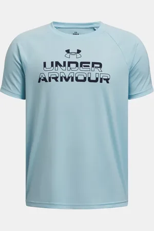 Under Armour Jongensshirt Tech™ Split Wordmark met korte mouwen Stream / Midnight Marineblauw YLG (149 - 160 cm)