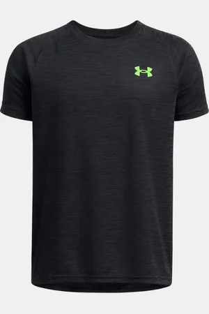 Under Armour Jongensshirt Tech™ 2.0 Textured met korte mouwen Zwart / Cyber Groente YLG (149 - 160 cm)