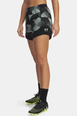 Under Armour Damesshorts Challenger Pro Printed Silica Groente / Zwart / Sonic Geel L