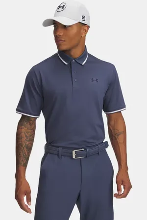 Under Armour Herenpolo Playoff 3.0 Rib Downpour Grijs / Prime Roze / Midnight Marineblauw L