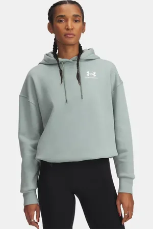 Under Armour Dameshoodie Icon Fleece Oversized Silica Groente / Wit L