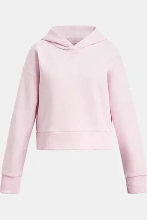 Under Armour Meisjeshoodie Rival Fleece Crop Prime Roze / Wit YLG (149 - 160 cm)