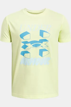 Under Armour Jongensshirt Split Big Logo met korte mouwen Sonic Geel / Stream YLG (149 - 160 cm)