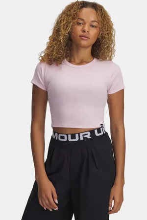 Under Armour Dames T-shirt Rival Rib Baby Prime Roze / Wit L