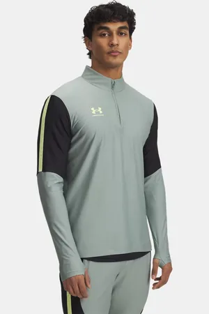 Under Armour Herenshirt Challenger Pro met korte rits Silica Groente / Zwart / Sonic Geel L