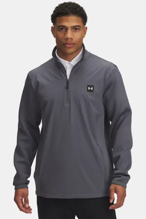 Under Armour T-shirt voor heren Drive Pro Storm Hybrid met korte rits Castlerock / Metalen Zilver 3XL