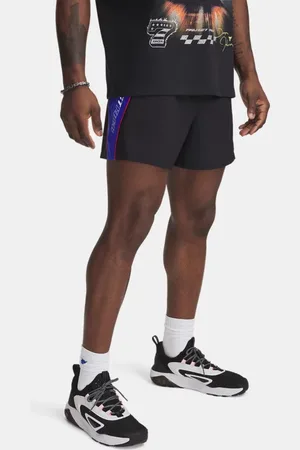 Under Armour Herenshorts Project Rock Woven Colorblock Zwart / Royal / Wit L