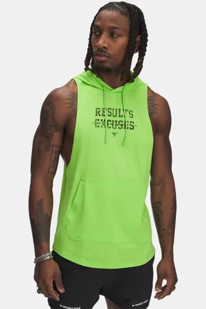Under Armour Herenhoodie Project Rock Wire zonder mouwen Cyber Groente / Zwart L