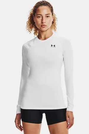 Under Armour Damesshirt HeatGear® Compression met lange mouwen Wit / Zwart M