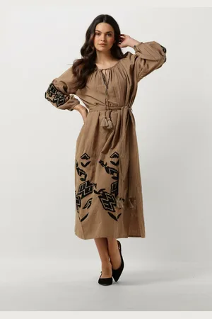 Summum Woman Midi Jurk Dames Dress Linnen Heavy Embroidery