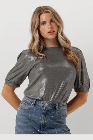 Summum Woman Top Dames Rond Neck Top Metallic Coated Jersey