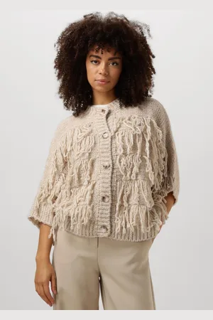 Summum Woman Vest Dames Cardigan 3/4 Sleeve Fringe Knit