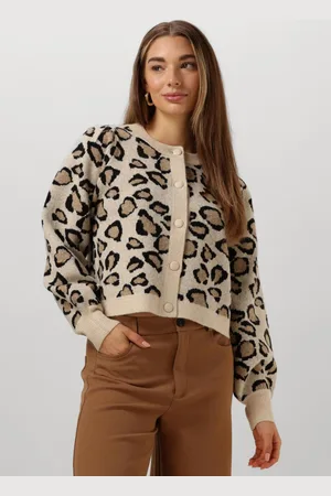 Summum Woman Vest Dames Knitted Cardigan Leopard Jacquard Knit