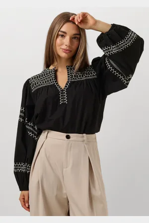 Summum Woman Top Dames Top Embroidered Cotton Poplin