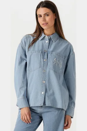 Alix the label Blouse Dames Ladies Woven Chambray Peplum Denim Blouse