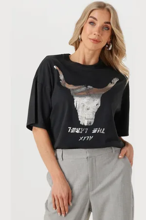 Alix the label T-Shirt Dames Ladies Knitted Silver Bull Tshirt