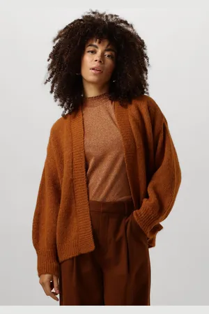 Summum Woman Vest Dames Puff Sleeve Cardigan Cozy Melange Knit