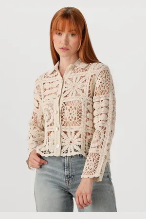 Summum Woman Vest Dames Short Cardigan Flower Crochet Knit