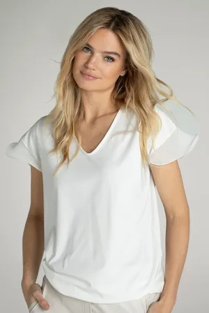 Jansen Amsterdam Monica boxy top met plisse details off white