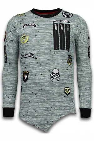 Local Fanatic Longfit asymmetric embroidery sweater patches