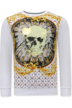 TONY BACKER Sweater met print skull strass