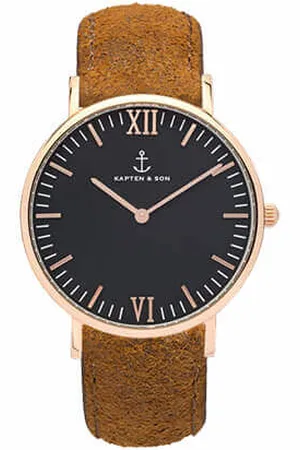 Kapten & Son Horloge black brown vintage leather campus 4251145223571