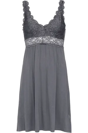 by Louise Slipdress dames nachthemd met kant donker