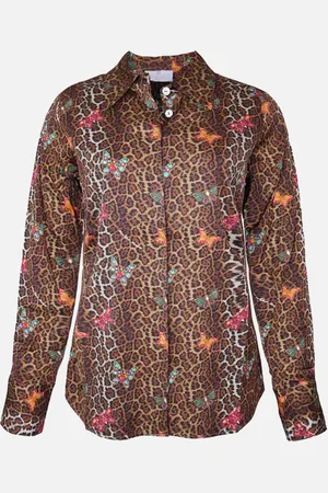 MUCHO GUSTO Blouse saint-denis luipaardprint met kleurrijke vlinders