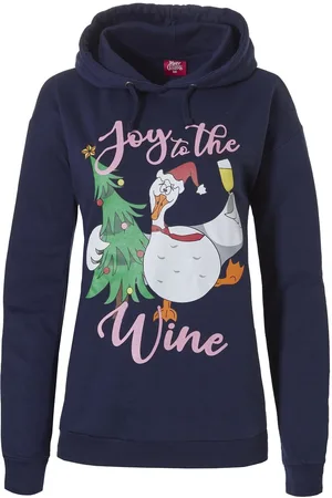 Apollo Dames kersttrui met capuchon joy the wine hoodie kerst print