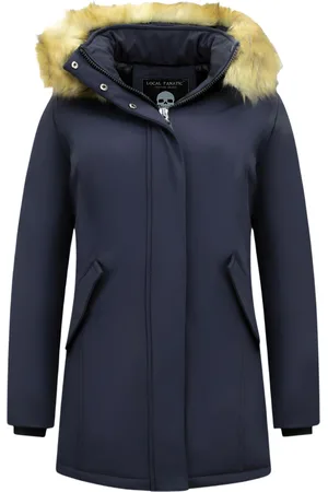 Matogla Winterjas met imitatie bontkraag slim fit