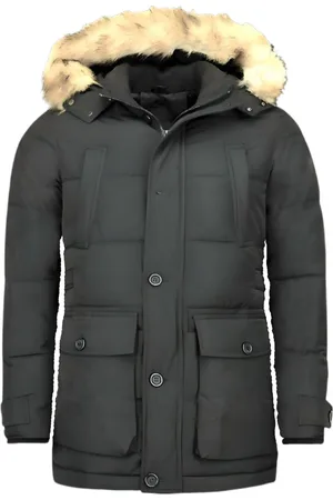 Enos Lange winterjas met bontkraag