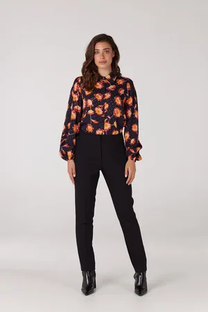 Jansen Amsterdam Isa slimfit pantalon met steekzakken black