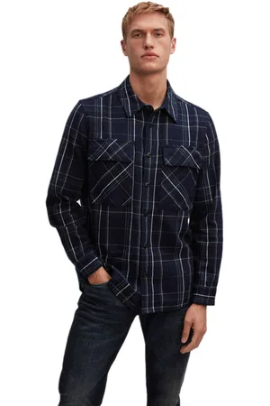 Denham State overshirt ic dark blue check