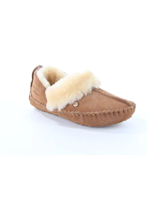 Warmbat Barrine cognac dames pantoffel (gesloten hiel)