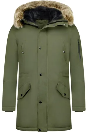 Enos Lange parka jas met faux bontkraag