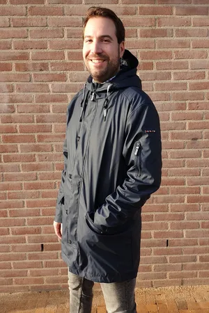 Batela Drimmelen indigo lange heren winter regenjas