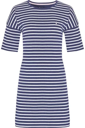 by Louise Dames nachthemd korte mouwen navy gestreept