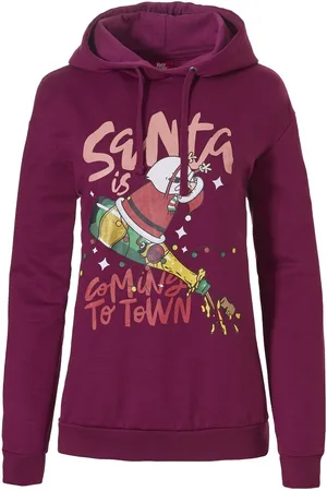 Apollo Dames kersttrui met capuchon santa is coming to town hoodie kerst print