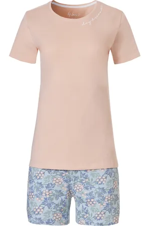 by Louise Dames korte pyjamasets shortama + top soft orange flower