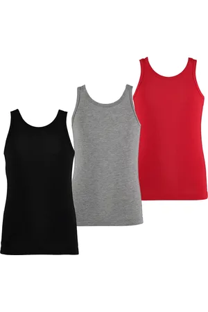 Apollo Jongens singlet hemd bamboe 3-pack zwart grijs rood