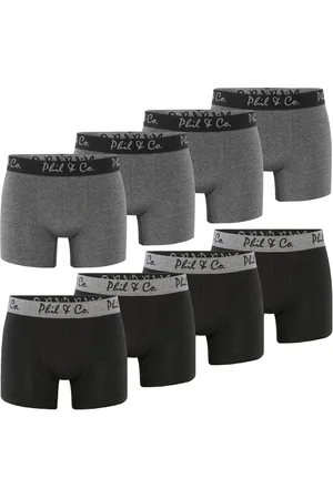 Phil & Co. Berlin Zwarte boxershorts heren effen zwart / antraciet 8-pack