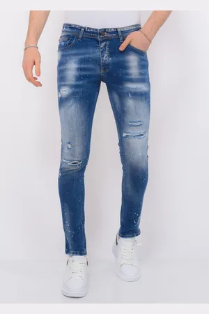 Local Fanatic Blue ripped stretch jeans slim fit