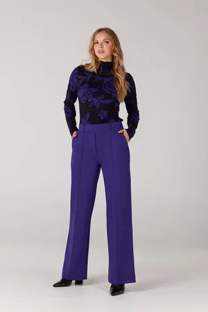 Jansen Amsterdam Jansen amstedam vbf101 jersey print turtle neck top elliot w23 000975 black/purple
