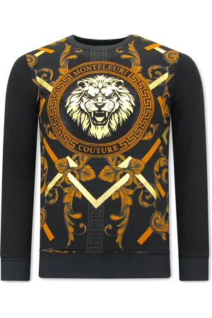 TONY BACKER Sweater met print gouden leeuw