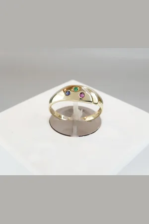 Christian Gouden ring met saffier, robijn en smaragd
