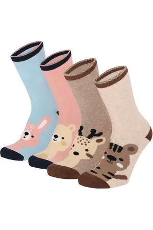 Apollo Huissokken meisjes kind 4-pack dierenprint antislip