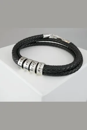 Christian Zilveren naam armband met leer